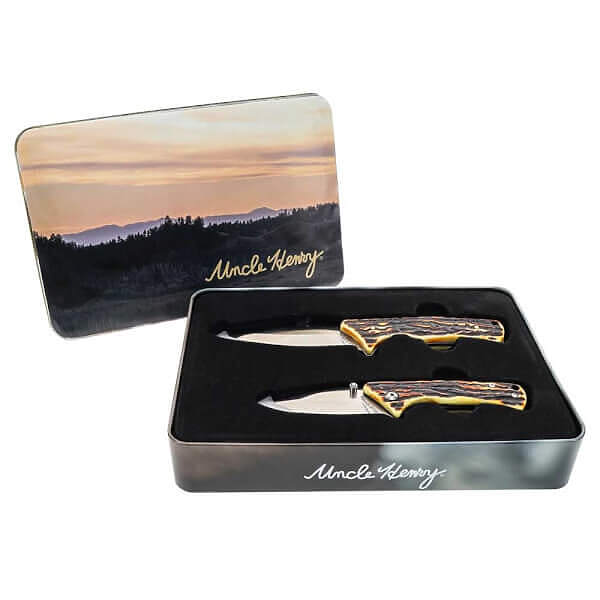 Uncle Henry 2 Piece Fixed Blade Knife Gift Set w/ Sharpening Stone - Blade  HQ