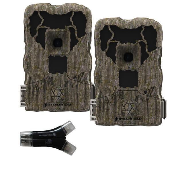 STEALTH CAM XS16CMO 16MP TRAIL CAMERA 2 PACK W/ SD CARD READER - NEW Photo