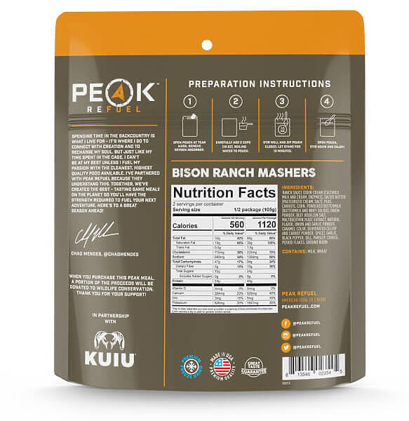 PEAK REFUEL BISON RANCH MASHERS CHAD MENDES SIGNATURE MEAL POUCH ...