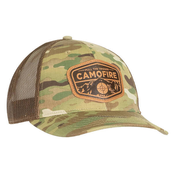 CAMOFIRE ROCKIES LEATHER PATCH TRUCKER HAT - Camofire Discount Hunting ...