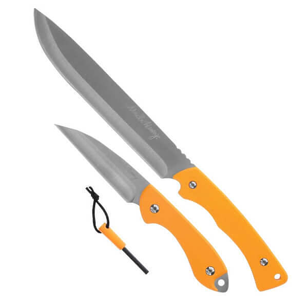 Uncle Henry 2 Piece Bowie/Skinner/Fire Starter Knife Set - Orange - Orange