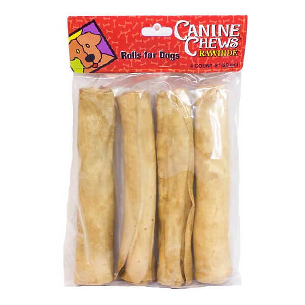 CANINE CHEWS 8IN RAWHIDE DOG CHEWS 4 PACK - Camofire Discount Hunting ...